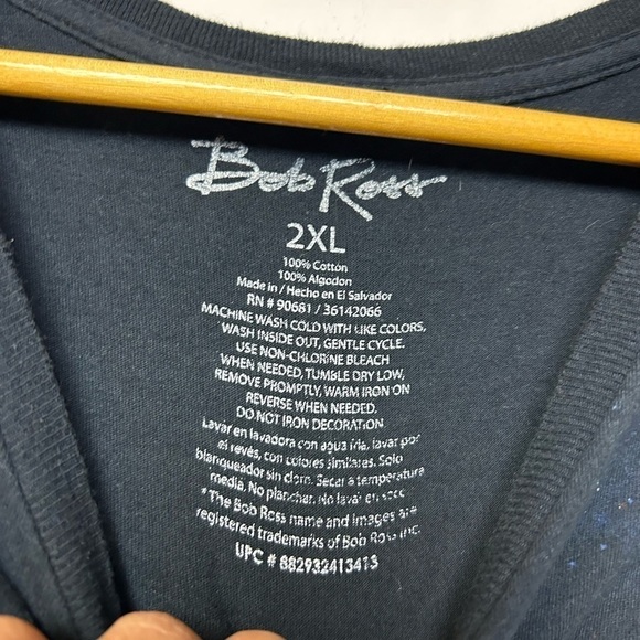 VINTAGE BOB ROSS Graphic T-Shirt PAINT FACE ART PRINTED SHIRT BLACK SIZE XL - Picture 8 of 8